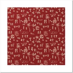 Warli art pattern Posters and Art